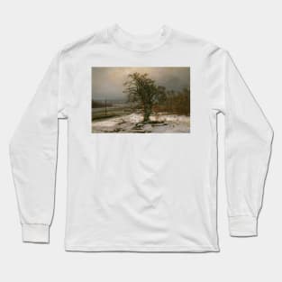 Oak Tree by the Elbe in Winter by Johan Christian Dahl Long Sleeve T-Shirt